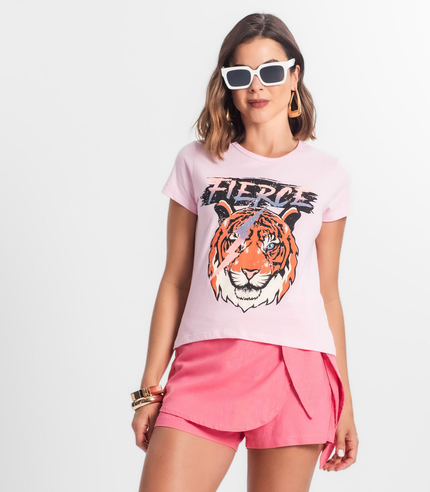 Blusa T-shirt Feminina Estampada Select Rosa G