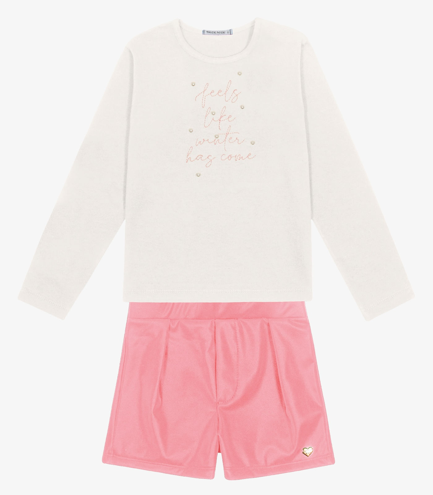 Conjunto Blusa Com Shorts Feminino Trick Nick Bege 14