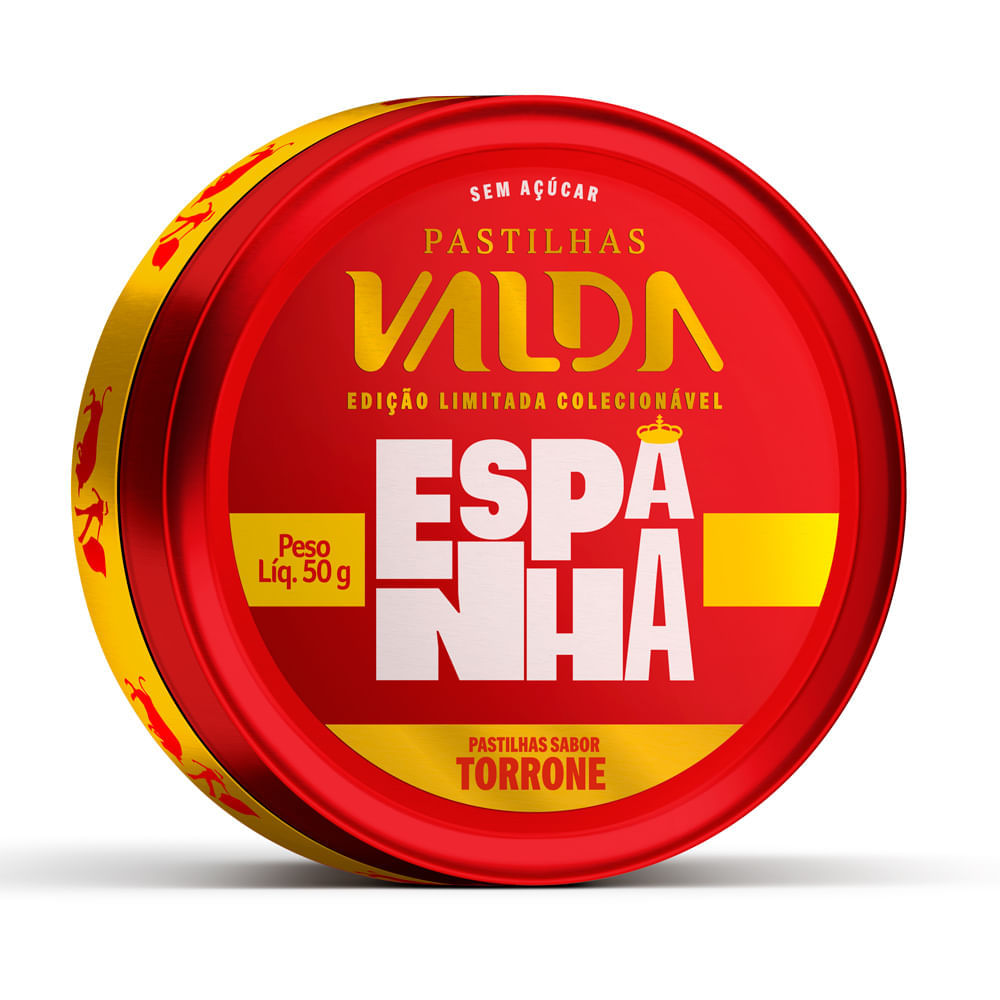 Pastilhas Valda Espanha Sabor Torrone Sem Açúcar Edição Limitada Colecionável 50g Valda