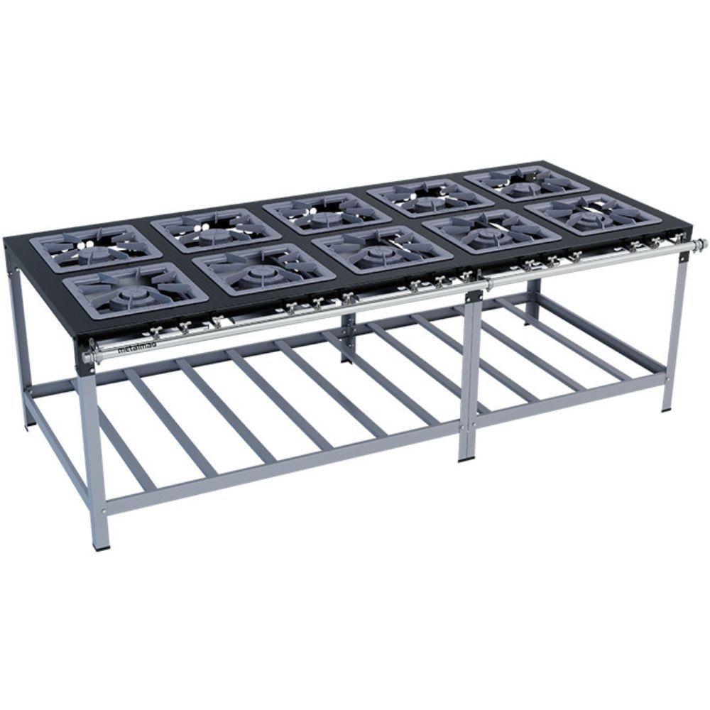 Fogão 10 Bocas Metalmaq Stori Premium 40x40 B. Pressão Inox/preto - M17