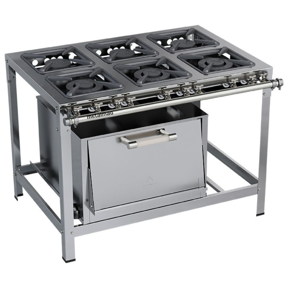 Fogão 6 Bocas Metalmaq Stori Premium 50x50 C/ Forno Cinza - M19