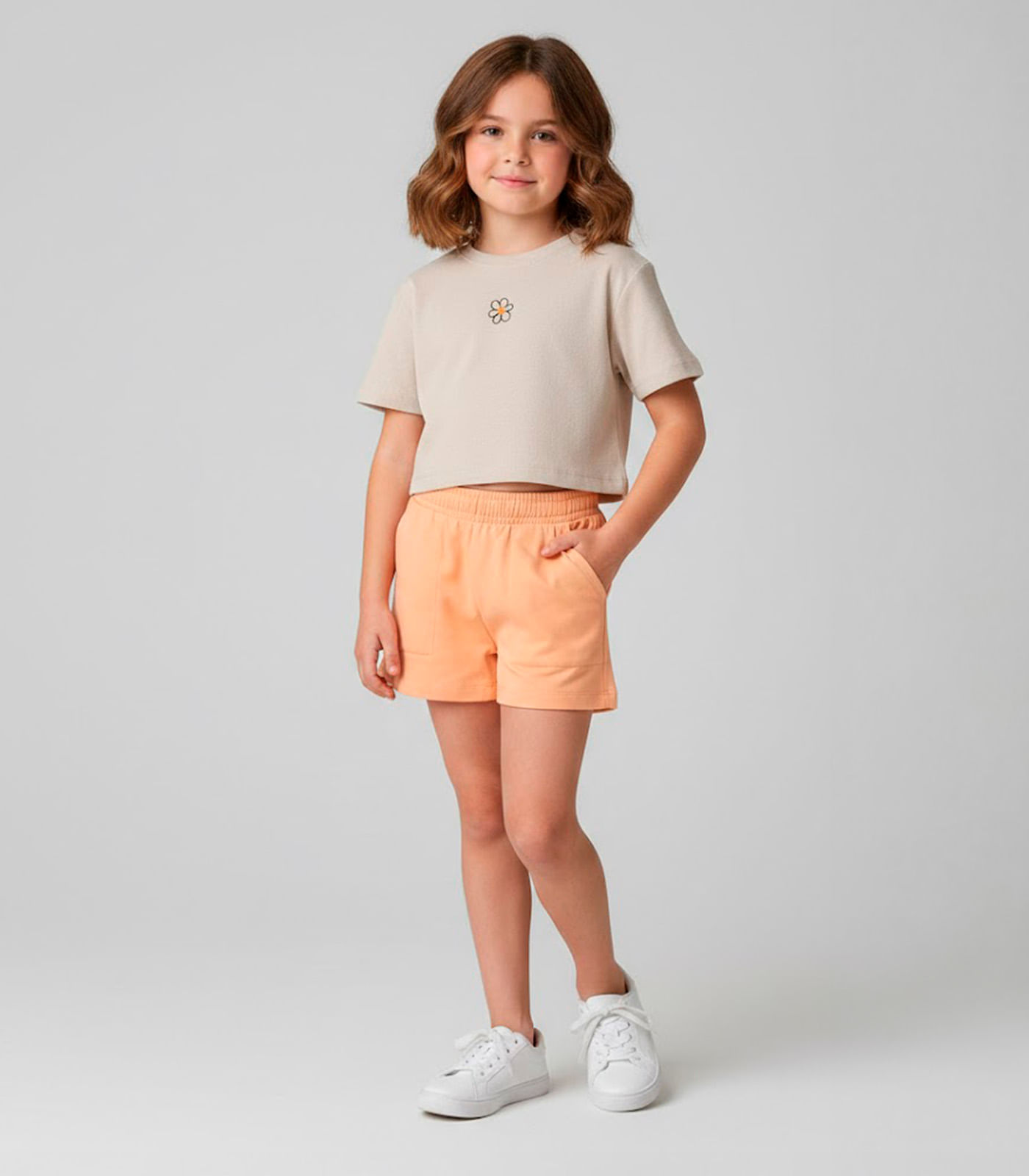 Conjunto Infantil Blusa E Shorts Trick Nick Bege 6
