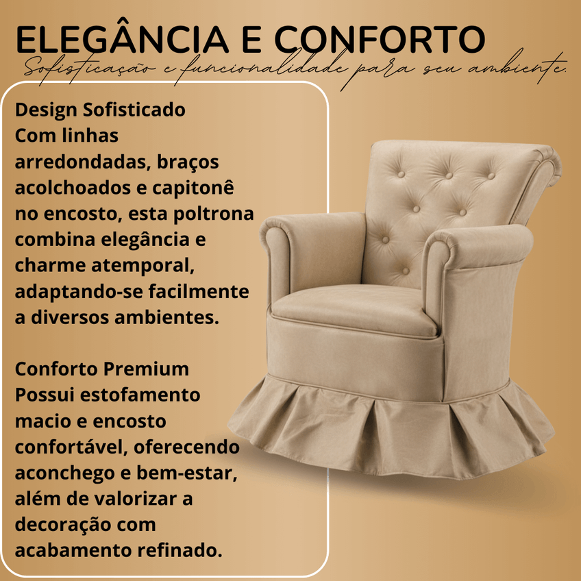 Poltrona Balanço Amamentação Quarto Confortável Descanso Sala Leitura Suede - imagem 4