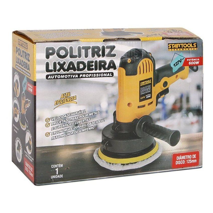 Politriz Lixadeira Automotiva Profissional 110v Para Polimento Em Metais E Pinturas Preto Startools - imagem 3