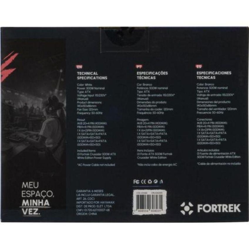 Fonte De Alimentação Atx Gamer Crusader 500w Com Energia Estável E Eficiente Branca Fortrek - imagem 5