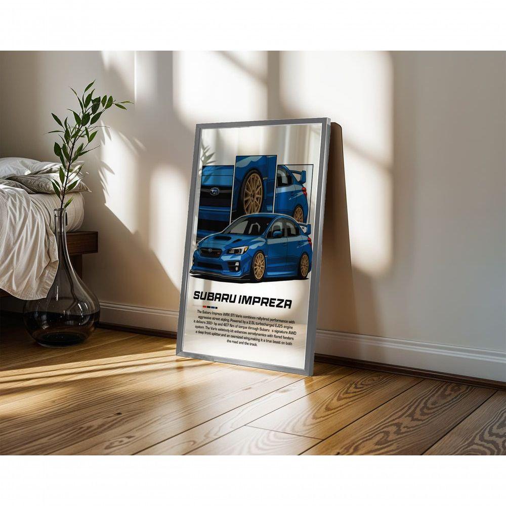 SUBARU  フォトフレーム Quadro Decorativo Subaru Impreza Retangular 50x70 Em Canvas Preto
