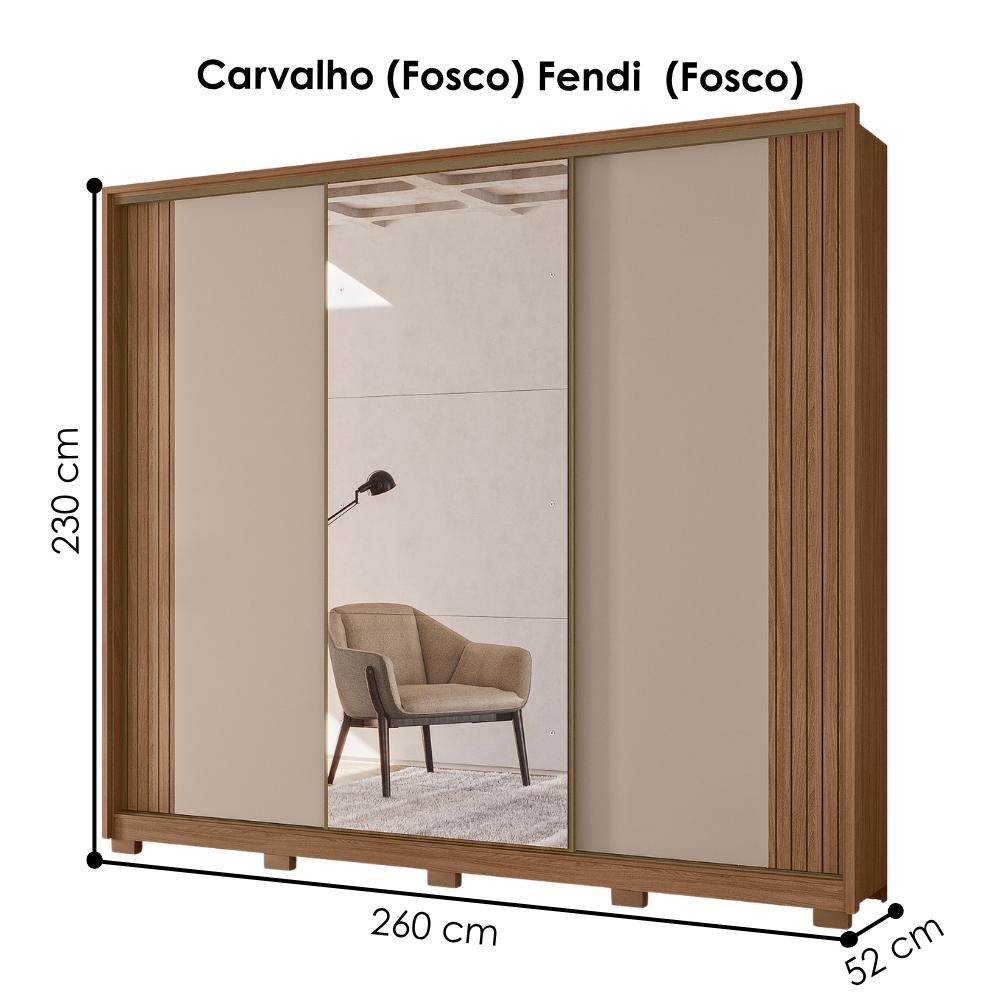 Pummel プロモ RF 3枚 FaB Guarda Roupa Casal 3 Portas De Correr 260 Cm Com Espelho Nevada