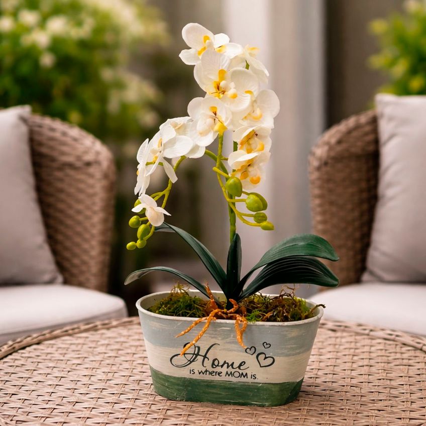 Arranjo Orquídeas Decoração Centro Mesa Flores Jardim 37cm Home - imagem 3