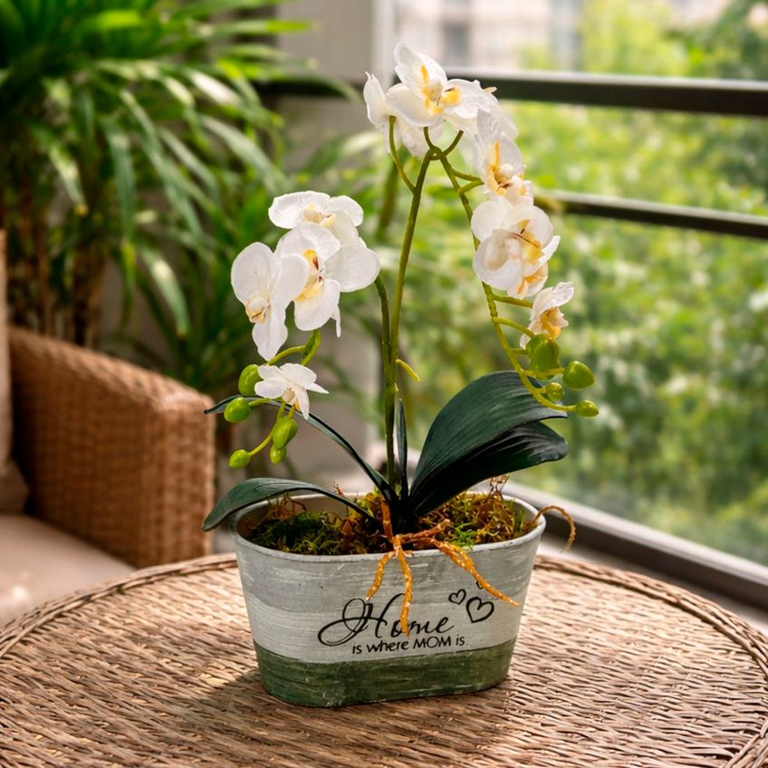 Arranjo Orquídeas Decoração Centro Mesa Flores Jardim 37cm Home - imagem 4