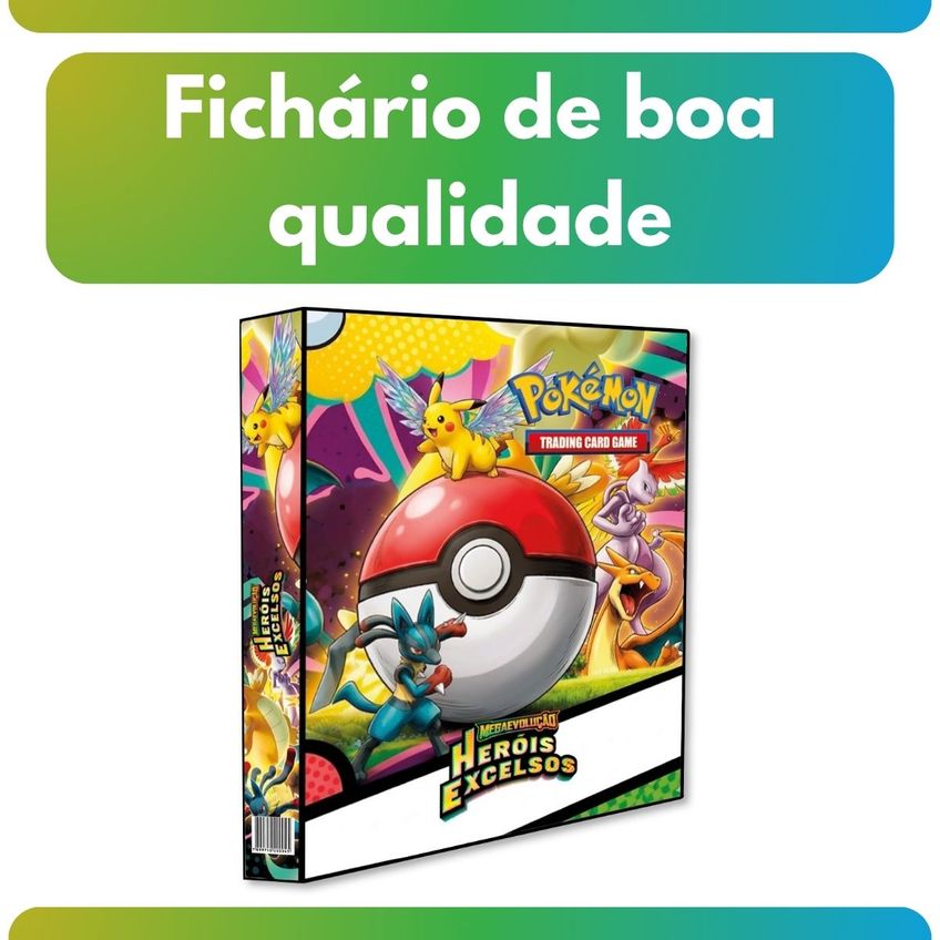 Álbum Pasta Fichário Pokemon Mega Evolução Heróis Excelsos Capa Dura Tcg Reforçado Coleção Jogo - imagem 4