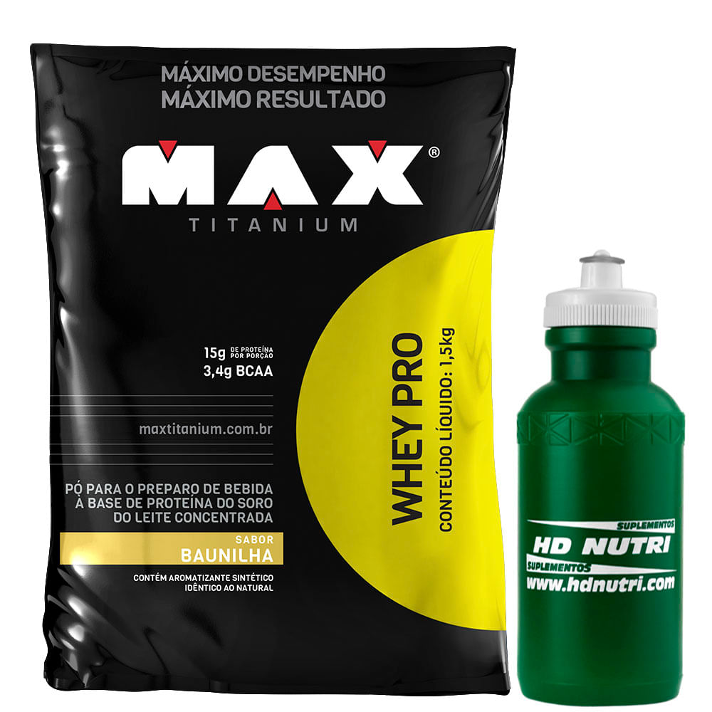 Whey Pro 1,5 Kg Refil - Max Titanium + Squeeze > BAUNILHA