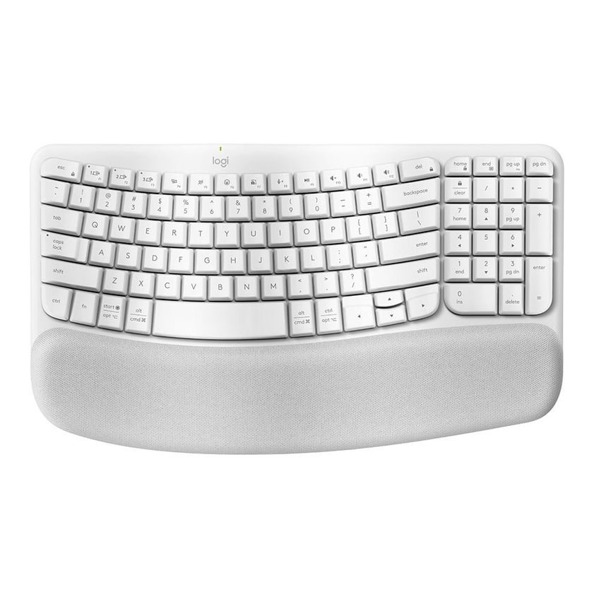 Teclado Logitech Wave Keys, Sem Fio Ergonômico E Compacto Branco - imagem 2