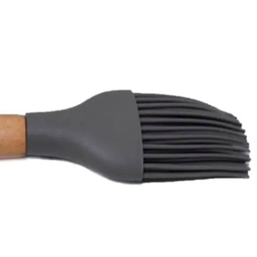 Pincel Culinário De Silicone C Cabo Madeira 27,0cm Utensílio Cozinha Cinza - imagem 2