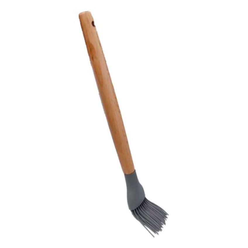 Pincel Culinário De Silicone C Cabo Madeira 27,0cm Utensílio Cozinha Cinza - imagem 4