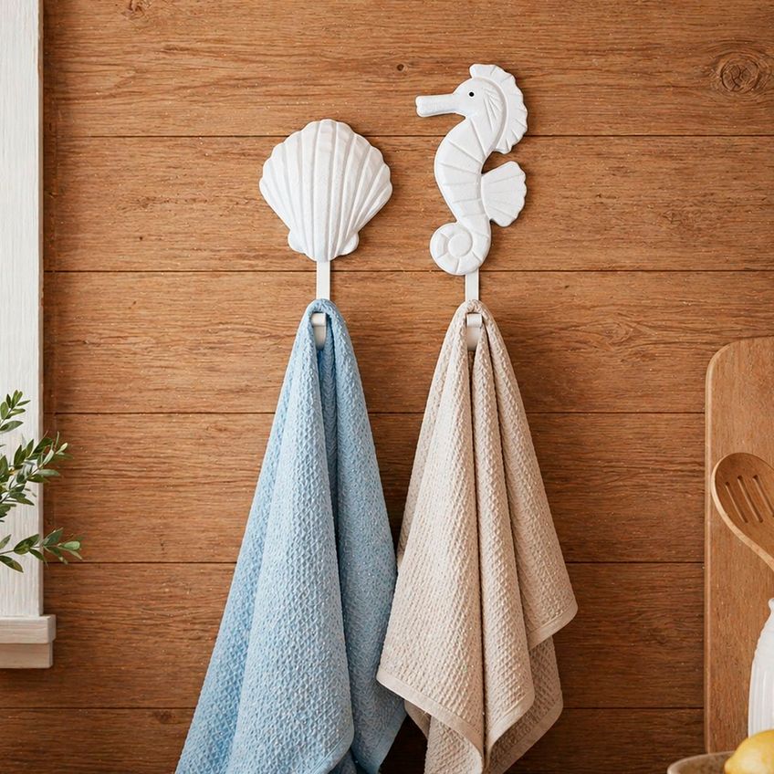 Porta Toalha Cabideiro Enfeite Parede Casa De Praia Kit 2pçs - imagem 2