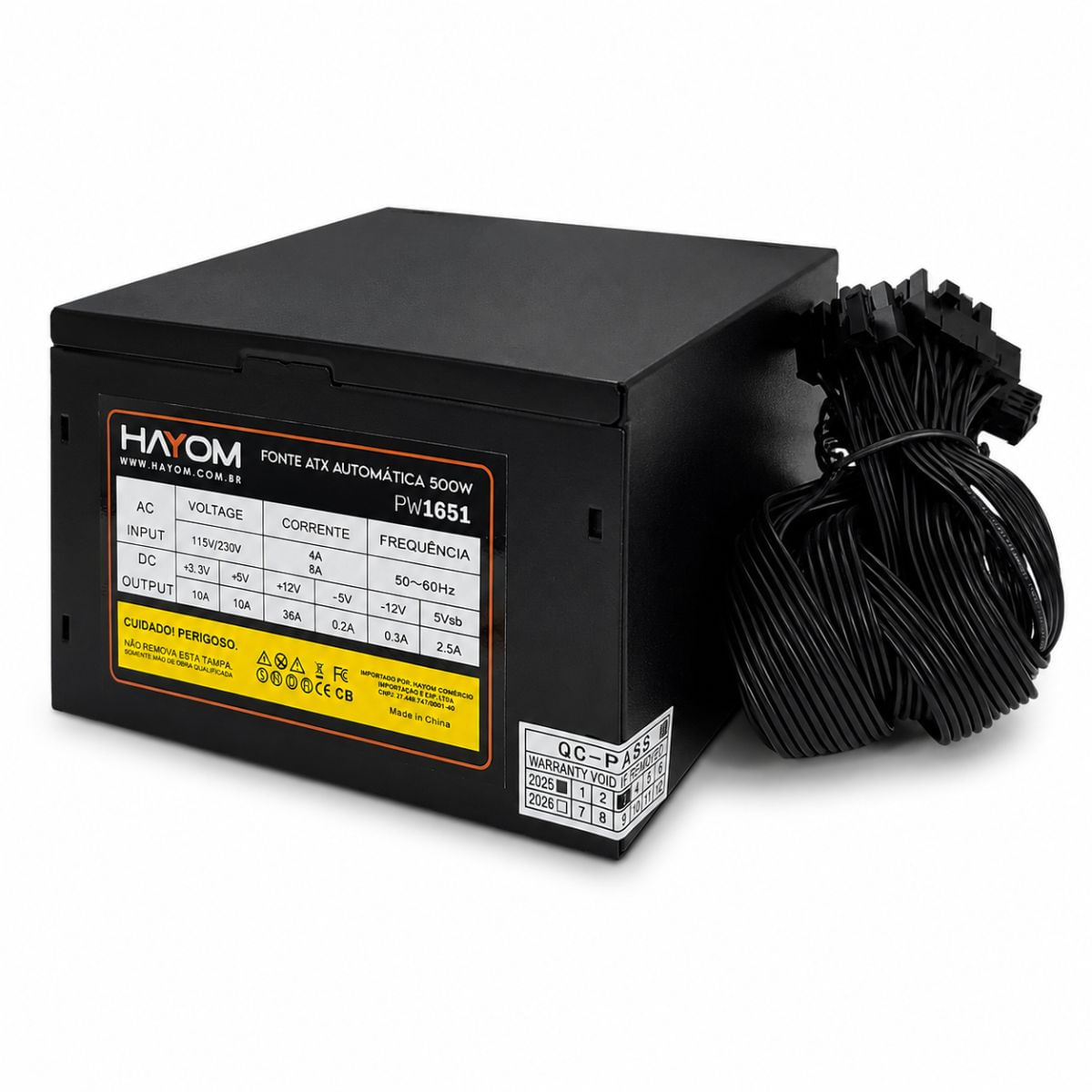 Fonte Gamer 500w Hayom Bivolt Atx Automática - Pw1651