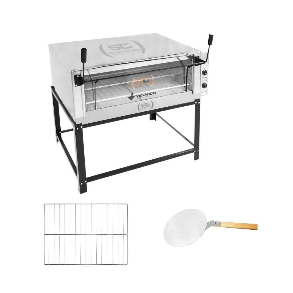 Forno Elétrico Industrial Refratária Roma Inox Feri110 220v + 1 Grade Extra + Pá Pizza - Venâncio 220v