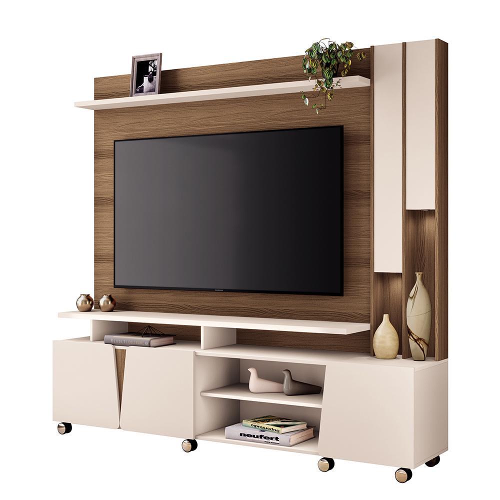 Estante Home Theater Virtus Castanho/Off White Para Tv Até 70 Hb Móveis