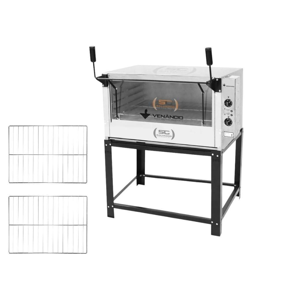 Forno Elétrico Industrial Refratária Roma Inox Feri90 220v + 2 Grades Extras - Venâncio 220v