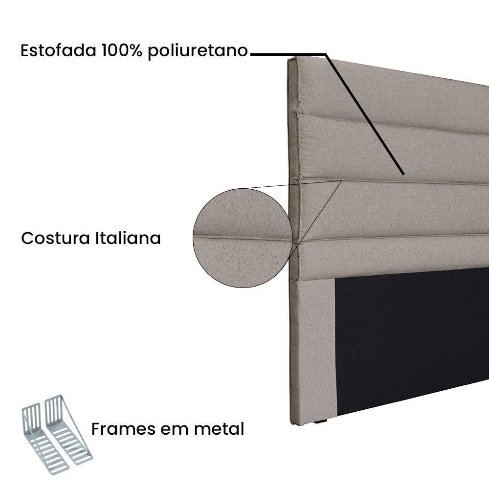 Encontraproduto.com.br - Cabeceira Estofada Greta Solteiro 0,90m Tecido Linho Rústico Areia Linho & Cia