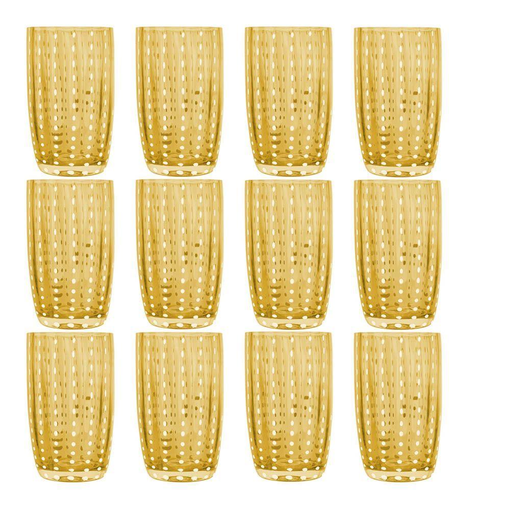Kit 12 Copos Alto De Vidro Para Água Sucos E Refrigerante Orquídea Âmbar 500ml Wolff