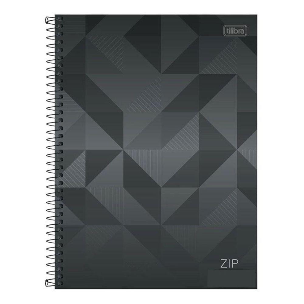Caderno Espiral Universitário Zip Geométrico 10 Matérias Cinza - Tilibra
