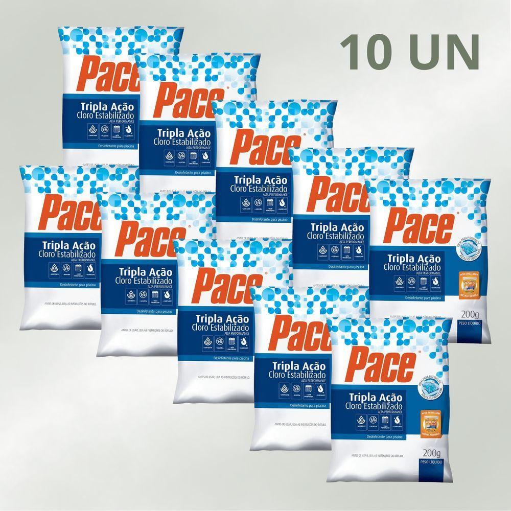 Kit 10 Cloro Pace Tripla Ação 200g Pastilha Estabilizada
