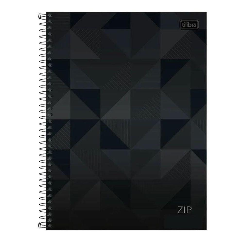 Caderno Espiral Universitário Zip Geométrico 10 Matérias Preto - Tilibra
