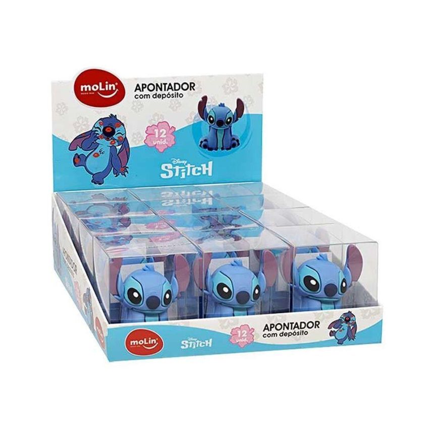 Apontador Com Depósito Molin Do Brasil Stitch Molin Com Lâmina De Aço Temperado Azul - imagem 3