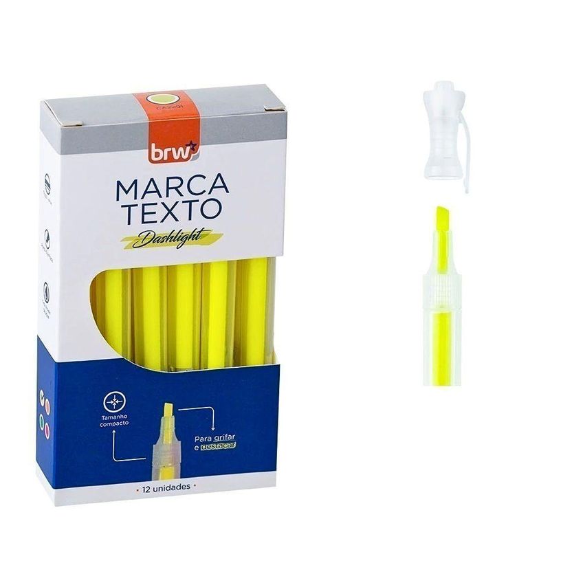 Marca-texto Fluorescente Brw Marca Texto Fluorescente Transparente Traço 1-4mm Kit 4 Caixas Com 12 - imagem 2