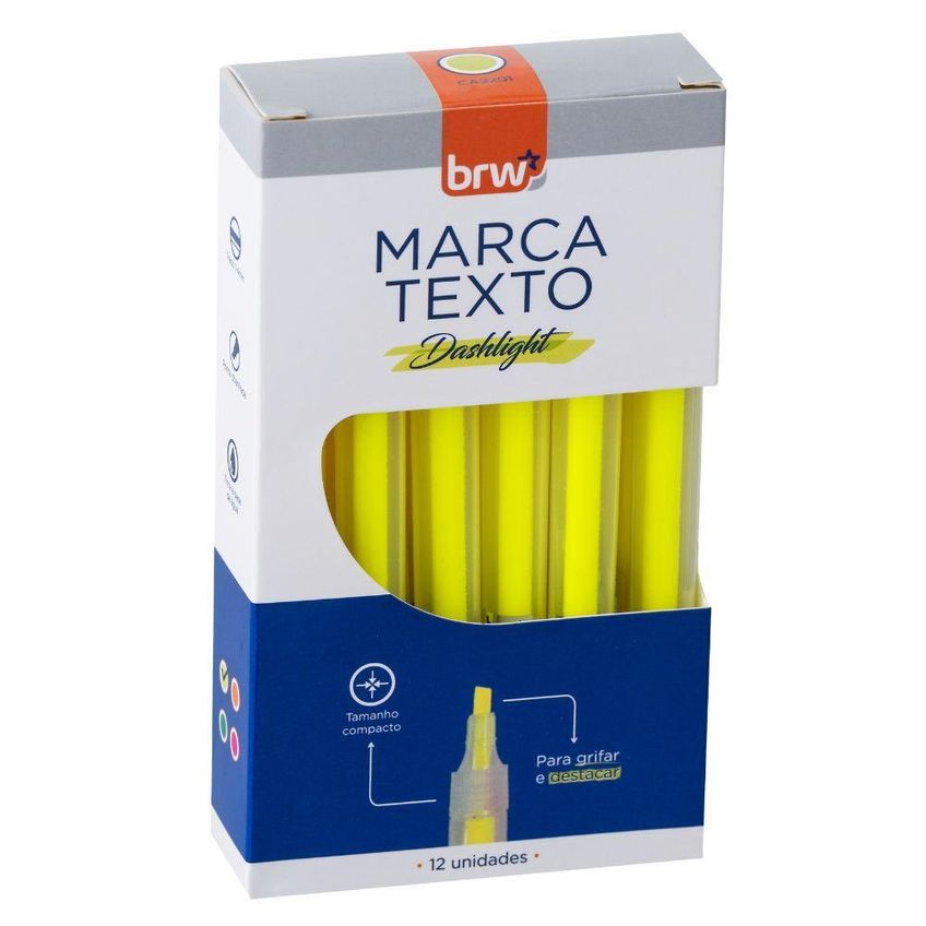Marca-texto Fluorescente Brw Marca Texto Fluorescente Transparente Traço 1-4mm Kit 4 Caixas Com 12 - imagem 4