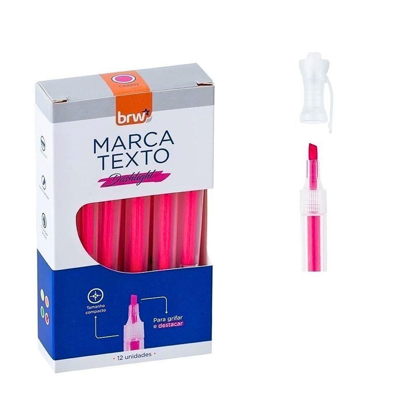 Marca-texto Fluorescente Brw Marca Texto Fluorescente Transparente Traço 1-4mm Kit 4 Caixas Com 12 - imagem 5