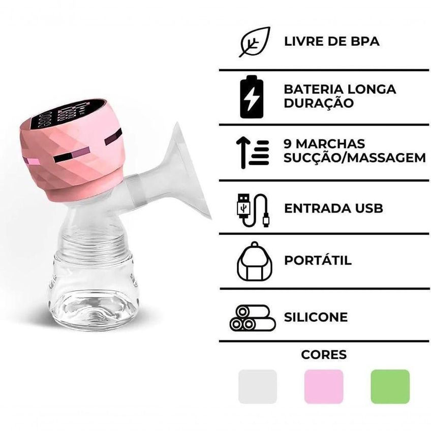 Bomba Tira-leite Elétrica 3 Modos E 9 Intensidades Com Bateria - imagem 3