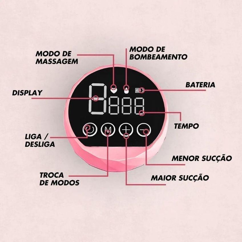 Bomba Tira-leite Elétrica 3 Modos E 9 Intensidades Com Bateria - imagem 4