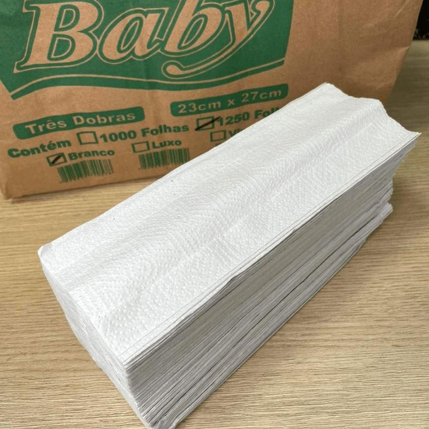 Papel Toalha Interfolha Baby Branco 23x27cm Folha Simples 1.250 Folhas - imagem 4
