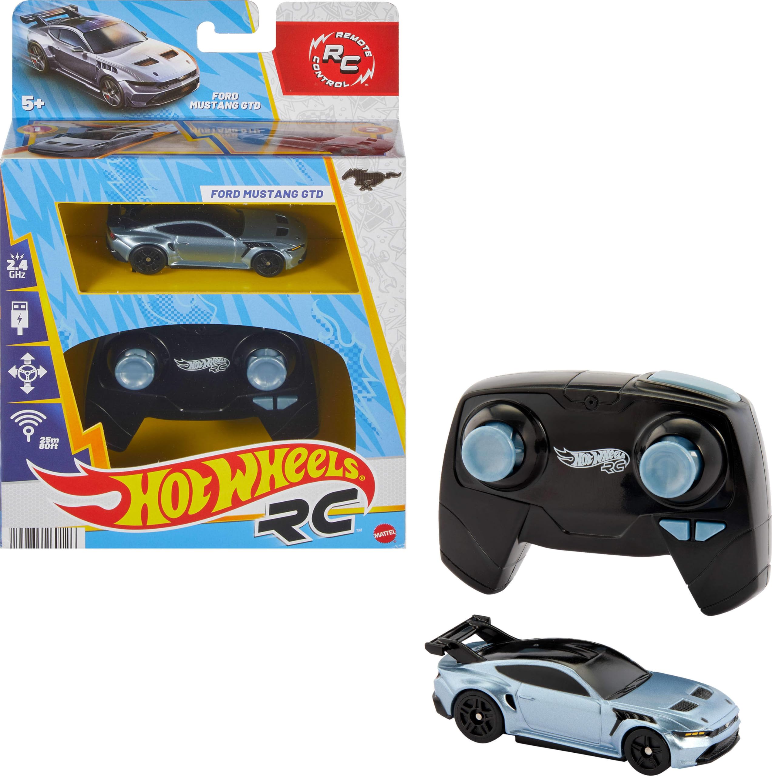 ミニカー Hot Wheels RC Ford Mustang GTD Carro De Brinquedo Rc Hot Wheels Ford Mustang 1:64 Com Função