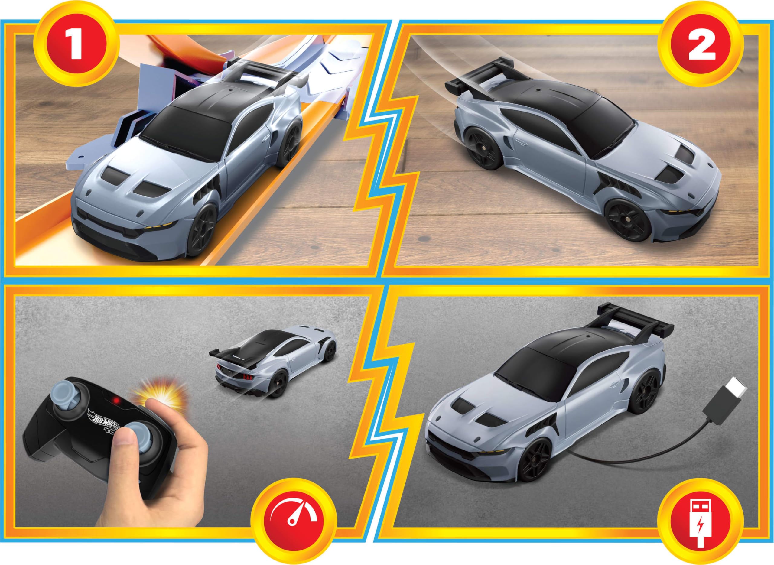 Carro De Brinquedo Rc Hot Wheels Ford Mustang 1:64 Com Função
