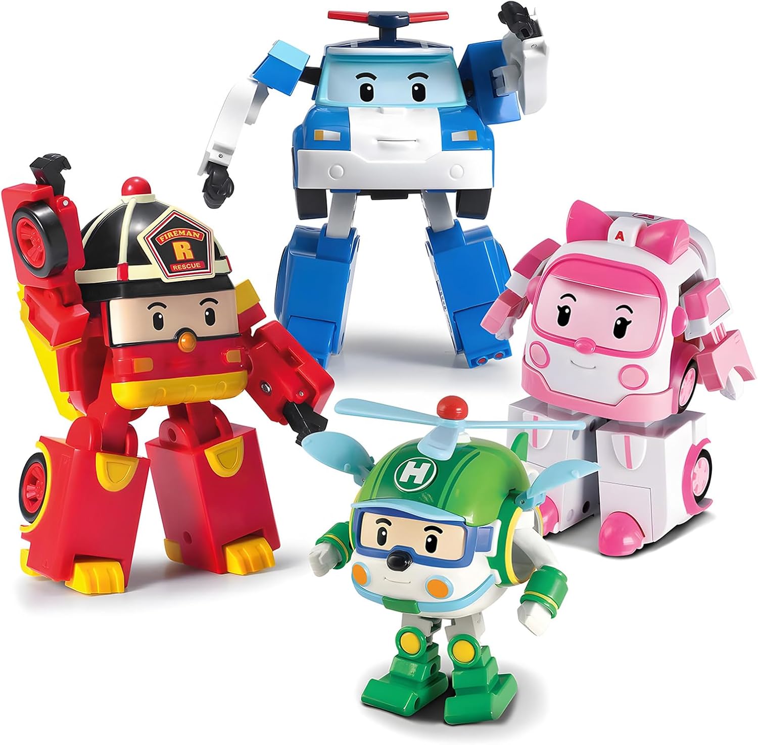 Robocar Poli 変形フィギュア 4体セット Toy Robocar Poli, Pacote Com 4 Unidades, Transforming Robot Rescue