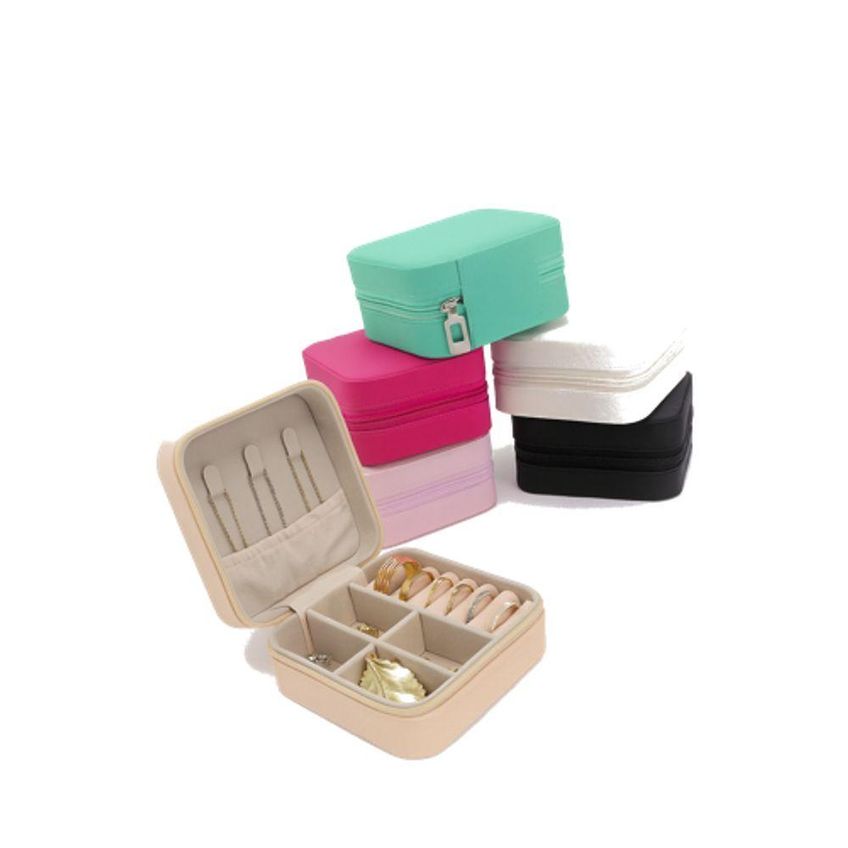 Porta-joias De Viagem Cheguei Br Mini Em Couro Sintético Rosa Salmão Com Zíper - imagem 3
