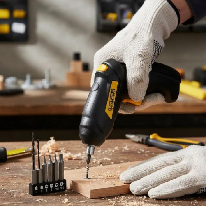 Parafusadeira Elétrica Articulada Sem Fio Yeet Para Uso Doméstico Com 4 Bits 2 Brocas 3,6v - imagem 4