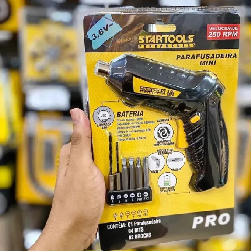 Mini Parafusadeira Elétrica Sem Fio Utibom Para Uso Doméstico Com Bits E Brocas 3,6v - imagem 3