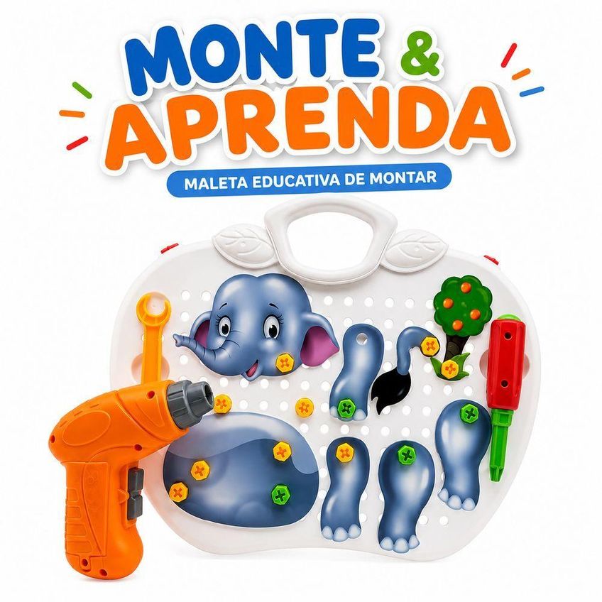 Kit Educativo Infantil Monta E Desmonta Com Parafusadeira Maleta De Atividades Criativas Cheguei Br - imagem 2