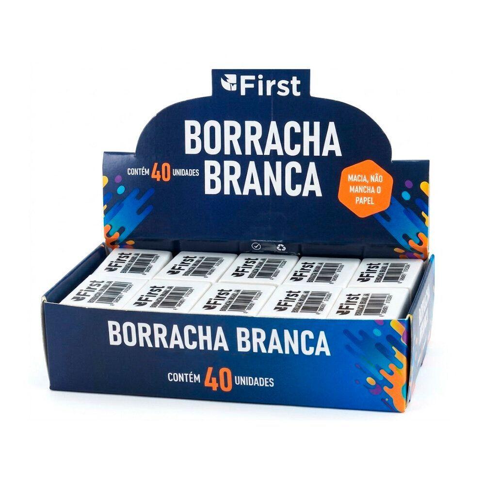 Borracha Escolar Média Macia Para Uso Em Escritório Caixa Com 40 Unidades Branco