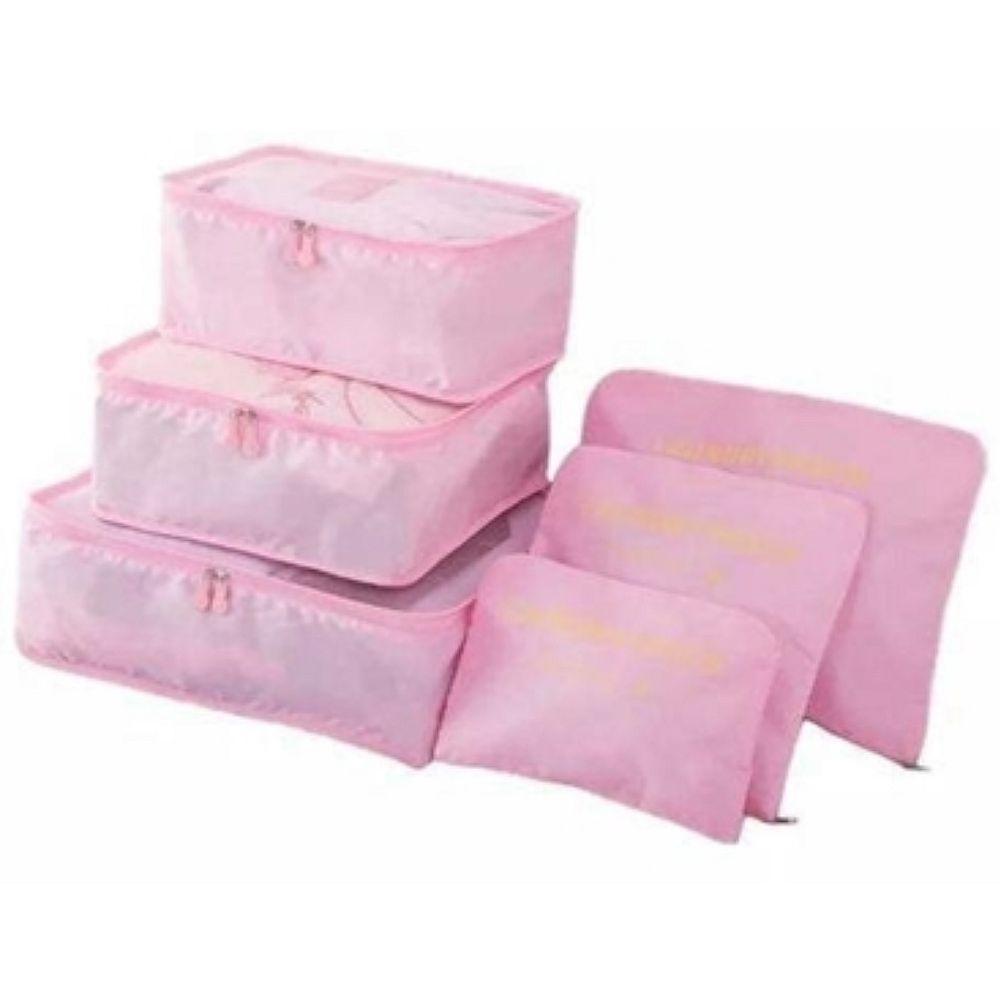 Kit Organizador De Mala 6 Peças Yeet Poliéster Para Roupas E Acessórios Rosa