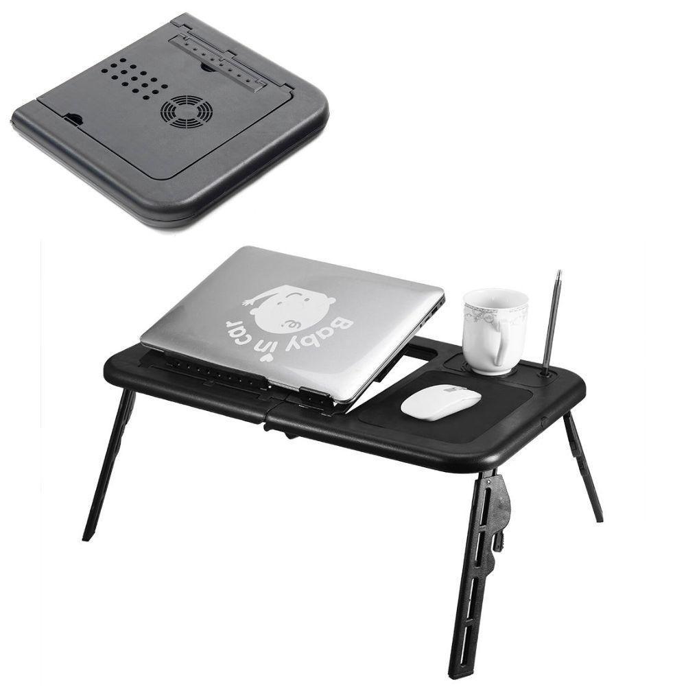 Mesa Suporte Para Notebook Com Coolers Base Refrigerada Altura Ajustável Dobrável Com Porta Copos