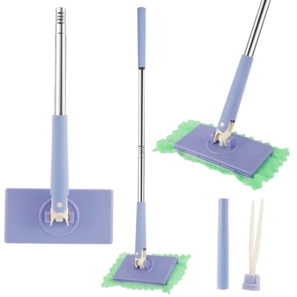 Rodo Mop Articulado Mini Ajustável Inox Para Limpeza De Piso Porcelanato E Vidro Transparente
