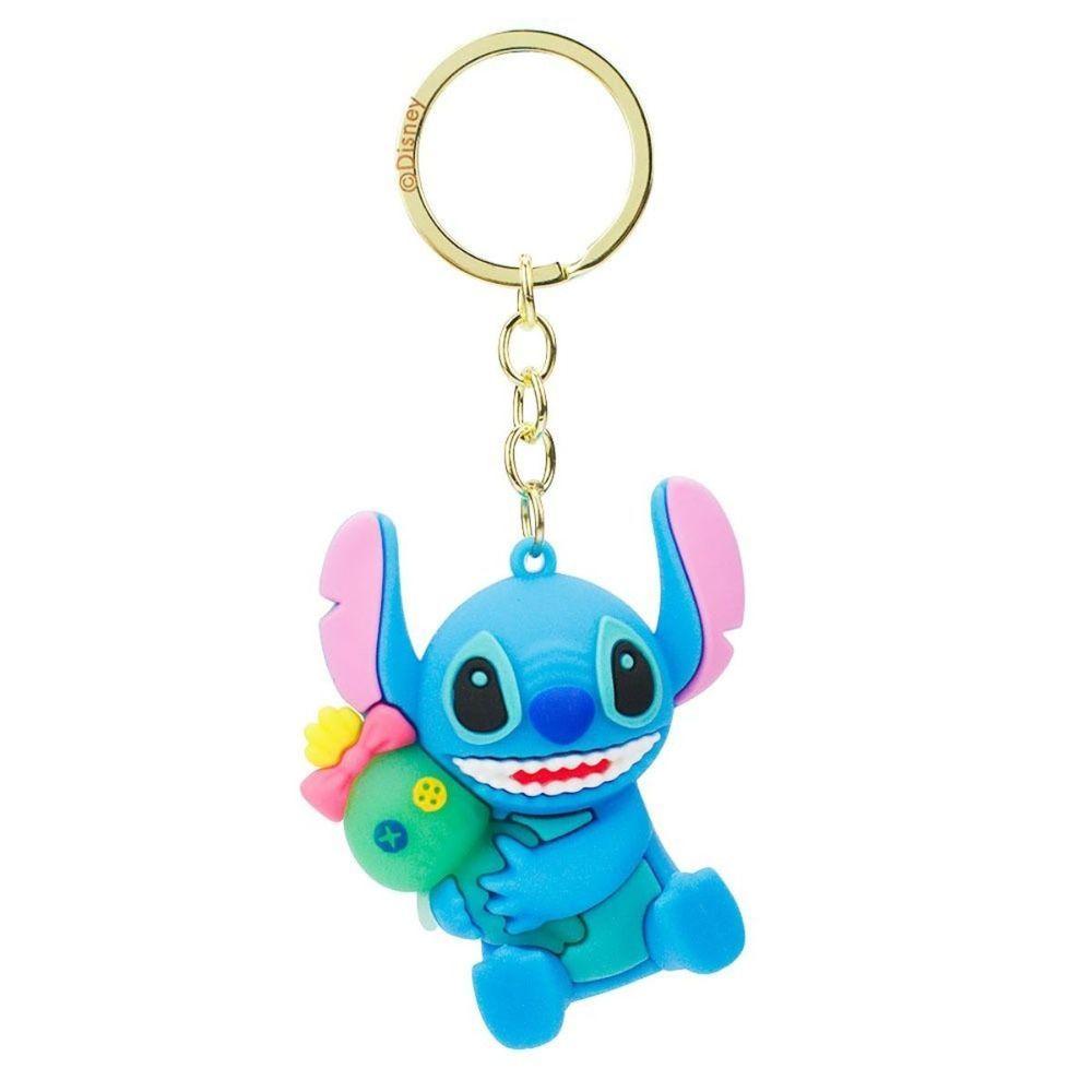 Chaveiro Disney Stitch Boneco 6,5cm Em Pvc E Metal Azul Licenciado Original