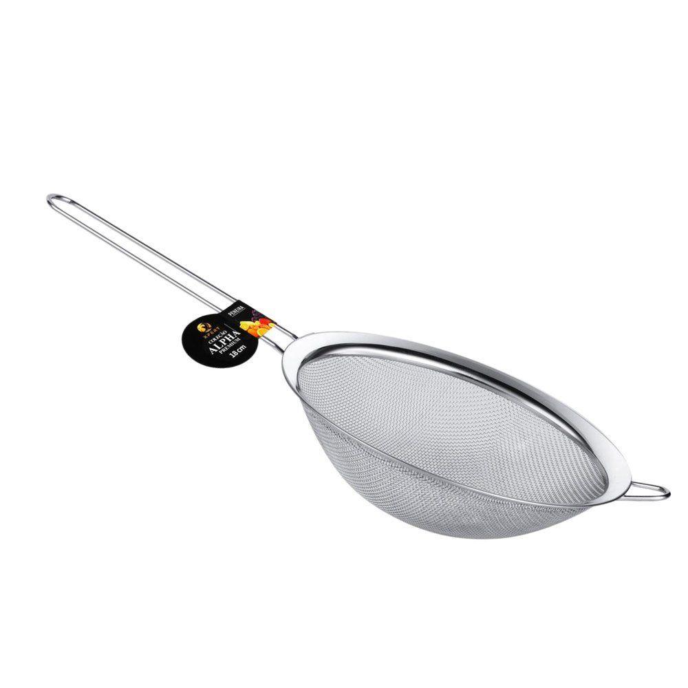 Peneira De Cozinha 20cm Em Aço Inox Malha Fina Com Cabo Longo Para Uso Diário Inox