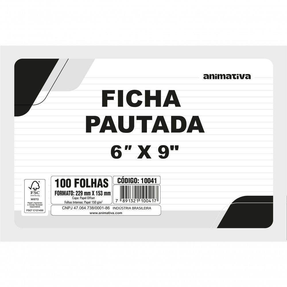 Ficha Pautada 6 X 9 Pacote 100 Folhas Papel 150g-m2 Para Estudos E Organização Branco
