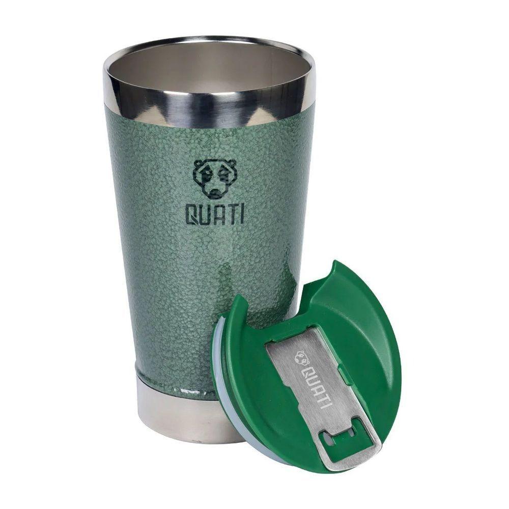 Copo Térmico Cva473 Para Bebidas 473ml Em Aço Inoxidável Com Abridor Verde Quati